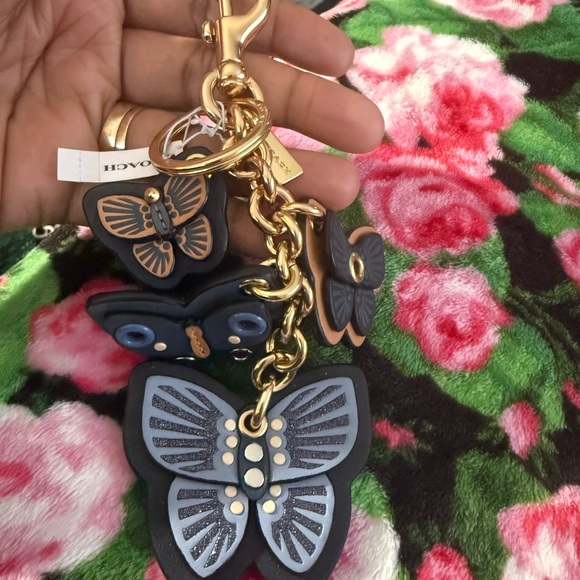 Coach Black and Blue Butterfly Keychain - Picture 3 of 3